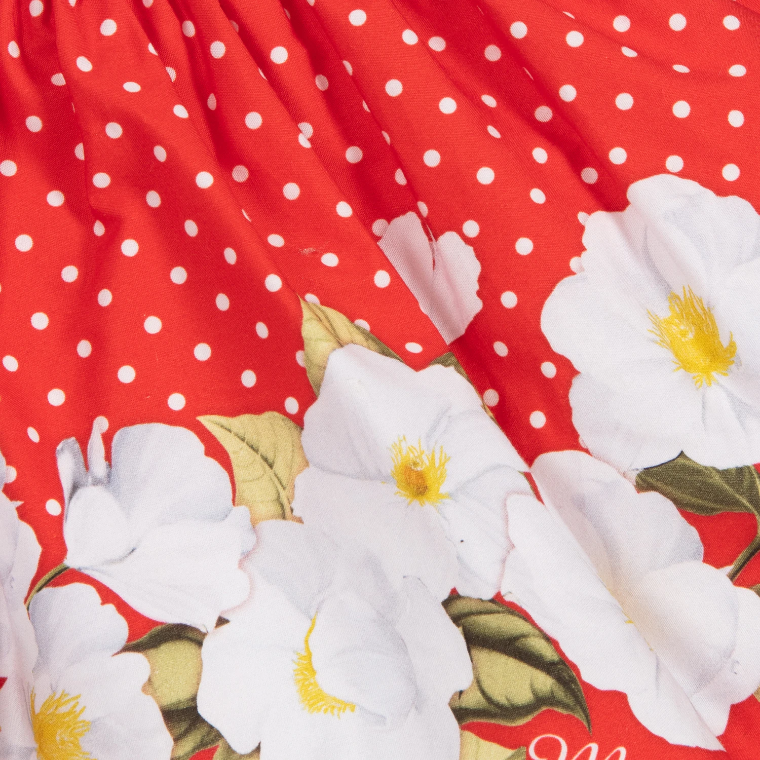 Monnalisa Red Cotton Floral Skirt - Image 4