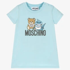 Moschino Baby Girls Blue Cotton Teddy Bear T-Shirt