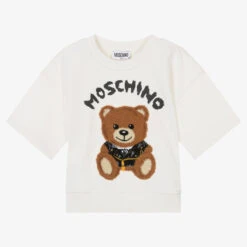 Moschino Kid-Teen Girls Ivory Cotton Teddy Bear Sweatshirt