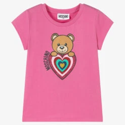 Moschino Kid-Teen Girls Pink Teddy Logo T-Shirt