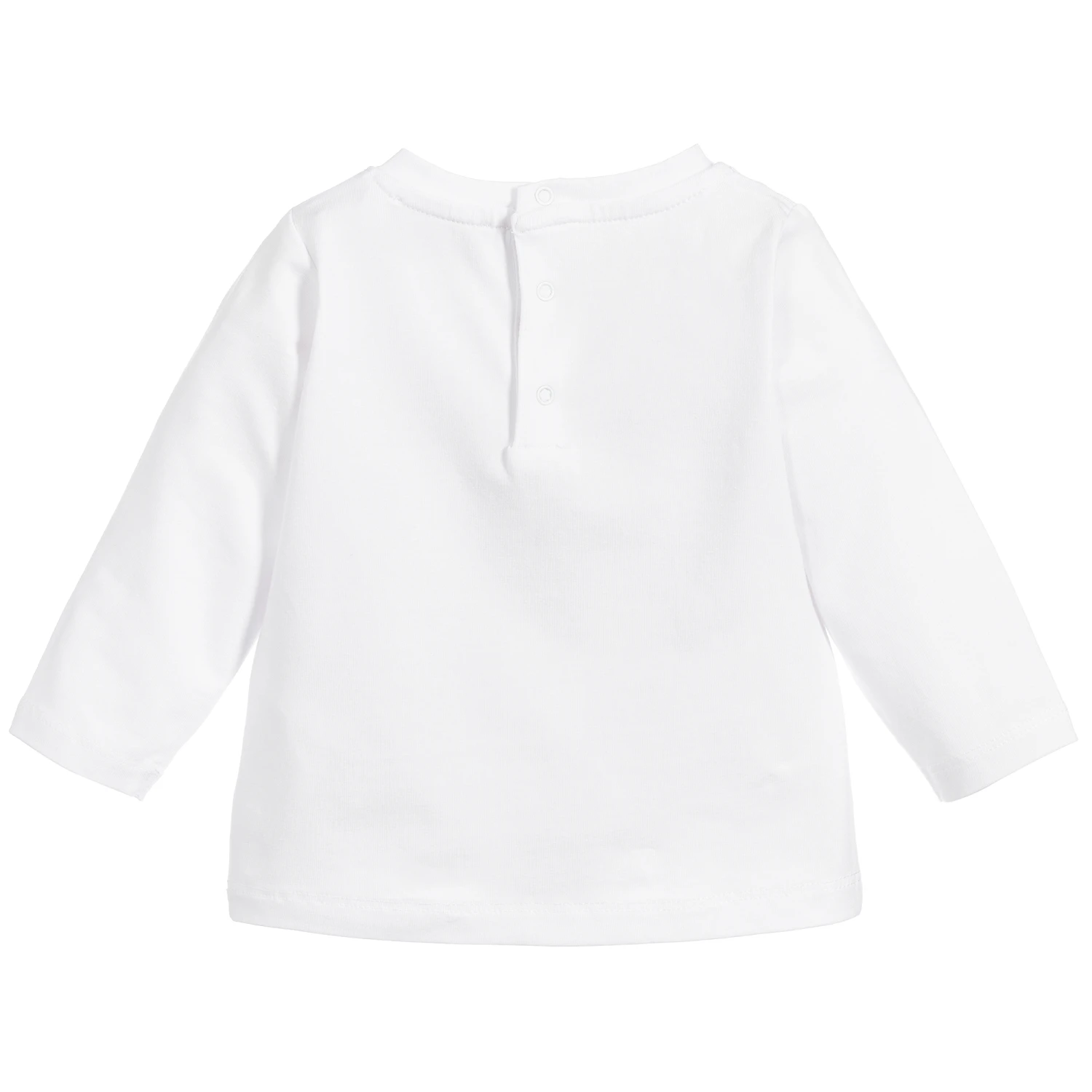 Moschino Baby Girls White Cotton Logo Top - Image 2