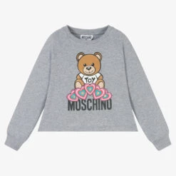 Moschino Kid-Teen Grey Teddy Logo Sweatshirt