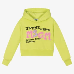 MSGM Girls Green Logo Hoodie