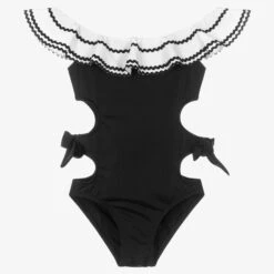 Nessi Byrd Girls Black Cut-Out Swimsuit (UV50)