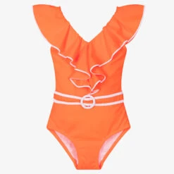 Nessi Byrd Girls Orange Swimsuit (UV50)