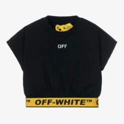 Off-White Girls Black Industrial Cropped T-Shirt