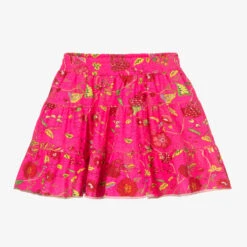 Oilily Girls Neon Pink Floral Skirt