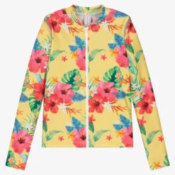 Olga Valentine Girls Yellow Floral Sun Protective Top (UPF 50+)