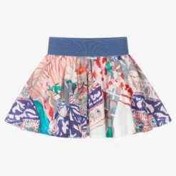 Pan Con Chocolate Girls Blue Cotton Skirt