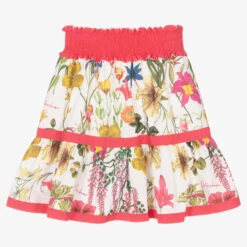Patachou Girls White Botanical Cotton Skirt