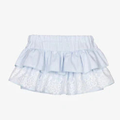 Phi Clothing Girls Blue & White Lace Skort
