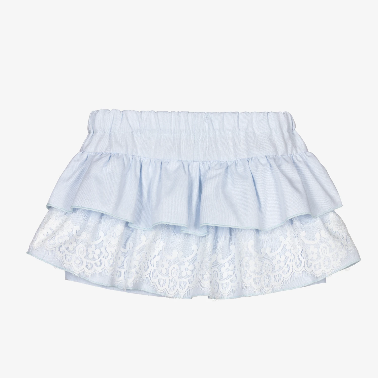Phi Clothing Girls Blue & White Lace Skort