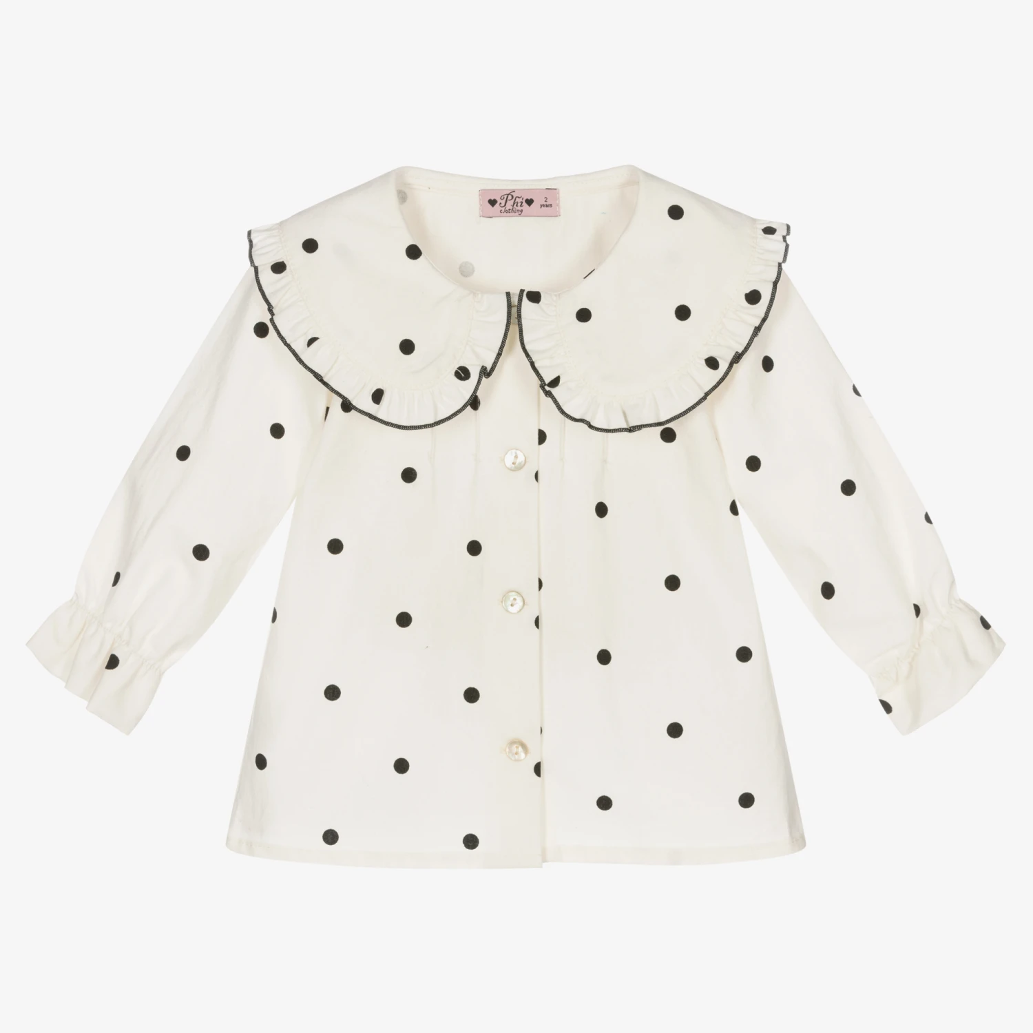 Phi Clothing Girls Ivory Cotton Blouse
