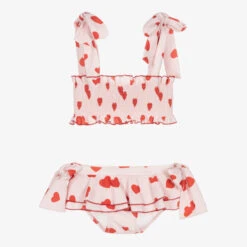 Phi Clothing Girls Pink & Red Heart Bikini