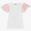 Phi Clothing Girls White & Pink Cotton T-Shirt