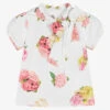Phi Clothing Girls White & Pink Peony Blouse