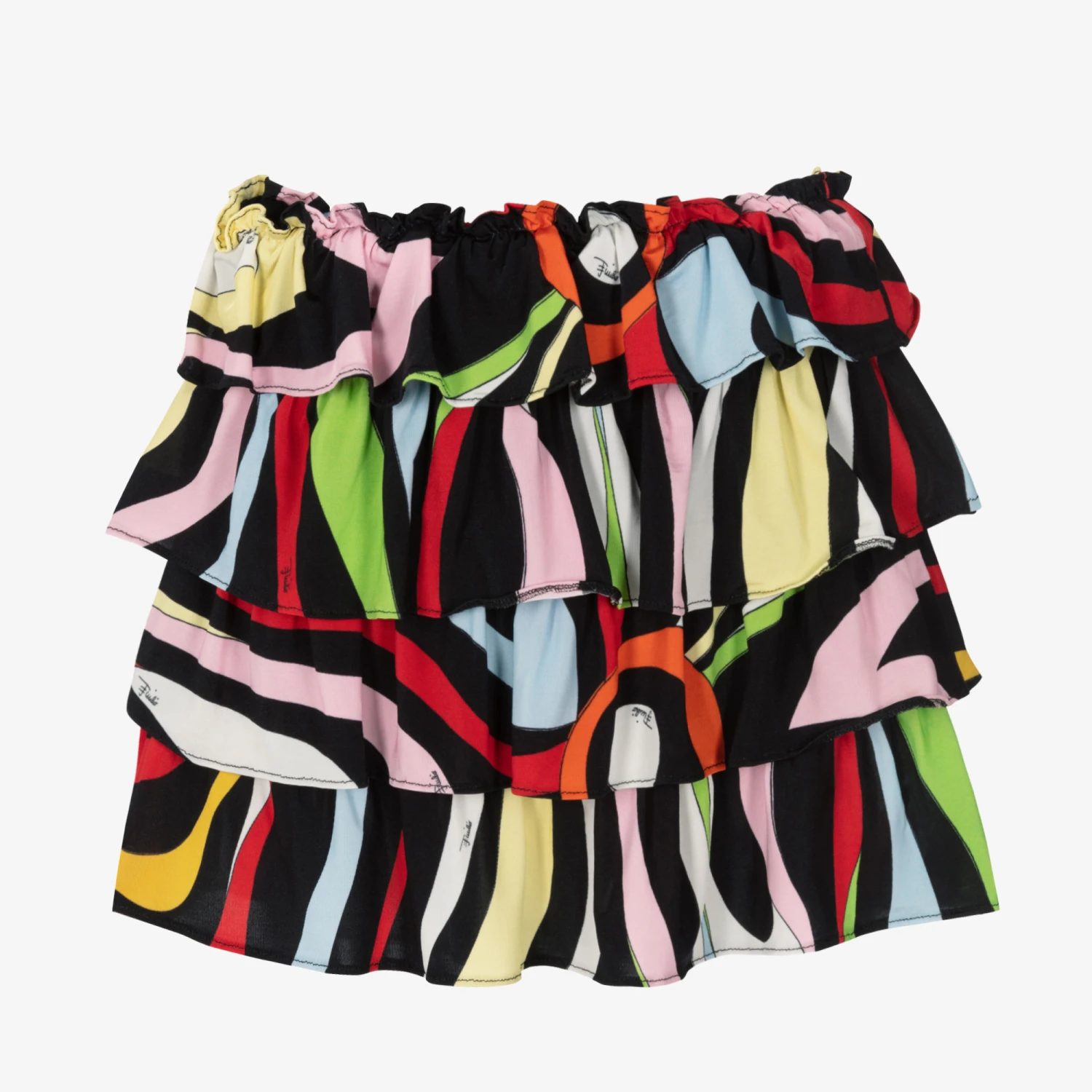 PUCCI Girls Black Marmo Print Layered Skirt - Image 3