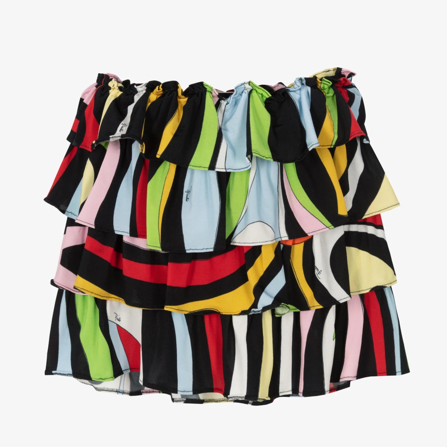 PUCCI Girls Black Marmo Print Layered Skirt