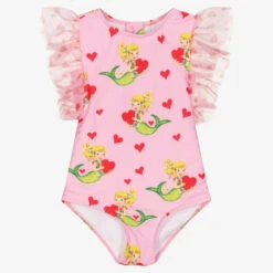 Rock Your Baby Girls Pink Mermaid Heart Swimsuit