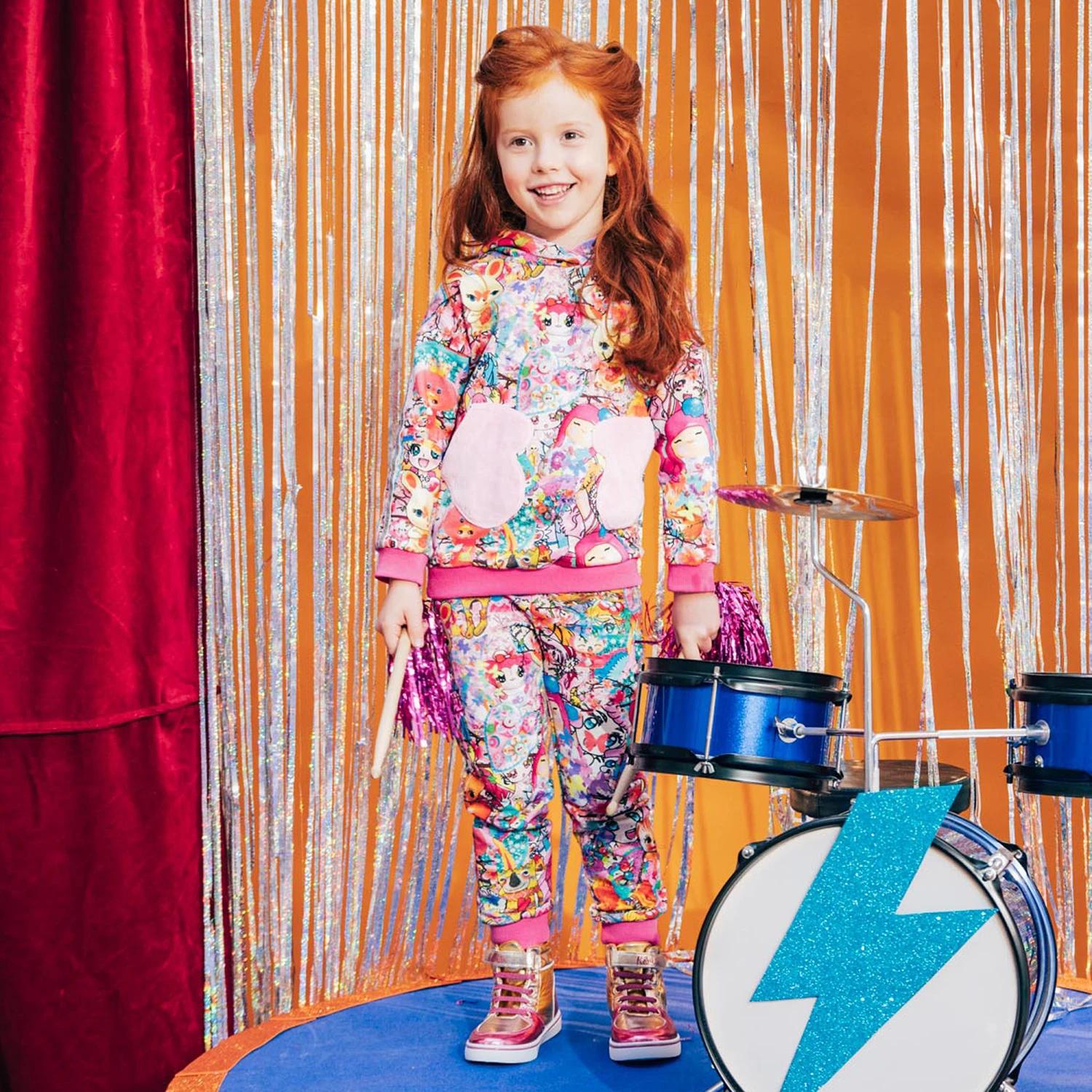 Rosalita Señoritas Girls Pink Manga Cotton Hoodie - Image 2