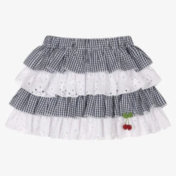 Selini Action Girls Blue Gingham & White Tiered Skirt