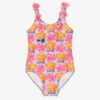 Selini Action Girls Blue & Pink Teddy Print Swimsuit