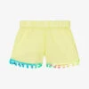 Selini Action Girls Green Cotton Pom-Pom Shorts