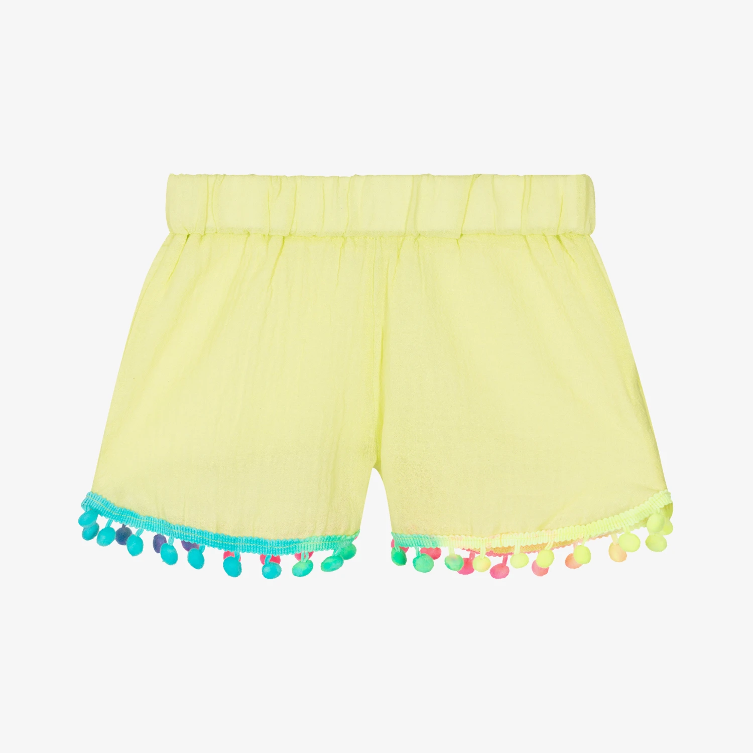 Selini Action Girls Green Cotton Pom-Pom Shorts