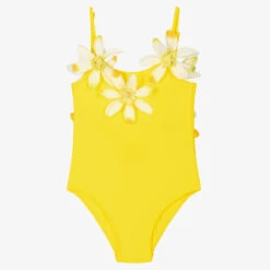 Selini Action Girls Yellow Floral Swimsuit