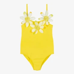 Selini Action Girls Yellow Flower Swimsuit