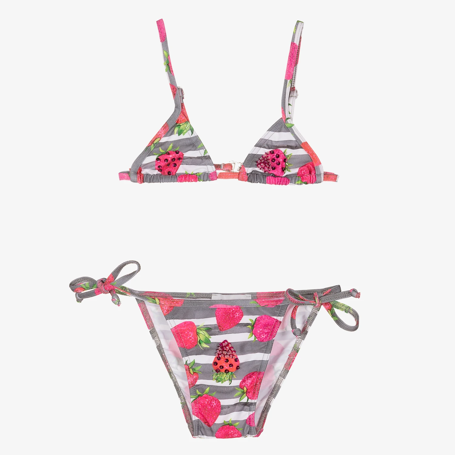 Selini Action Grey Stripe Strawberry Bikini