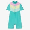 Soli Swim Girls Blue Striped Sun Suit (UPF50+)