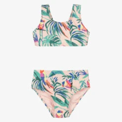 Soli Swim Girls Pink Tropical Bikini (UPF50+)