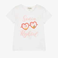 Sonia Rykiel Paris Girls White Cotton Logo T-Shirt