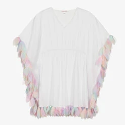 Stella Cove Girls White Cotton Petal Kaftan