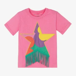 Stella McCartney Kids Girls Pink Star Fringe T-Shirt