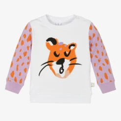 Stella McCartney Kids Girls White Cotton Leopard Sweatshirt