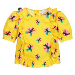 Stella McCartney Kids Yellow Cotton Butterfly Blouse