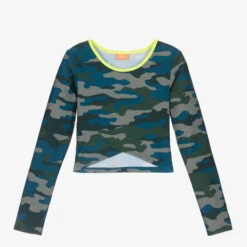 Sunuva Girls Green Camouflage Top