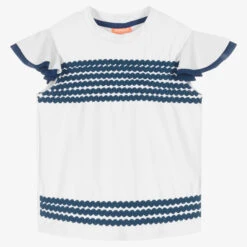 Sunuva Girls White Ruffle Swim Top