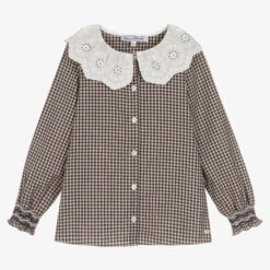 Tartine Et Chocolat Blue & Beige Gingham Blouse