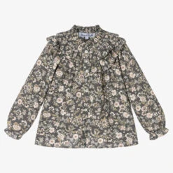 Tartine Et Chocolat Grey & Pink Floral Blouse