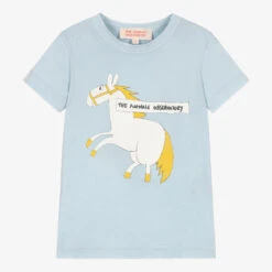 The Animals Observatory Blue Cotton Horse & Logo T-Shirt