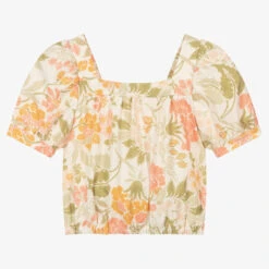 The New Society Girls Green & Pink Crêpe Floral Blouse