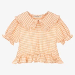 The New Society Girls Pink Check Cotton Blouse