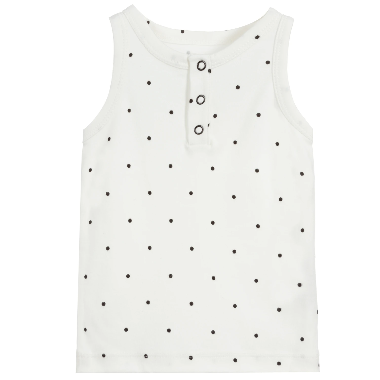 The Tiny Universe White & Black Spot Vest Top