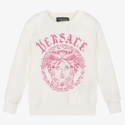 Versace Girls Ivory & Pink Medusa Sweatshirt