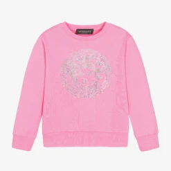 Versace Girls Pink Crystal Medusa Sweatshirt