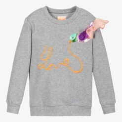 Wauw Capow By Bangbang Girls Grey Love Sweatshirt