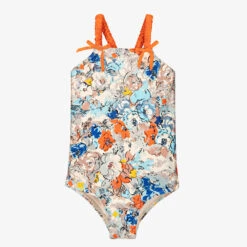 Zimmermann Girls Blue & Orange Peony Floral Swimsuit